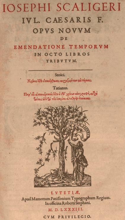 Joseph Justus Scaliger, De emendatione temporum (1583), (Bayerischen Staatsbibliothek, public domain)