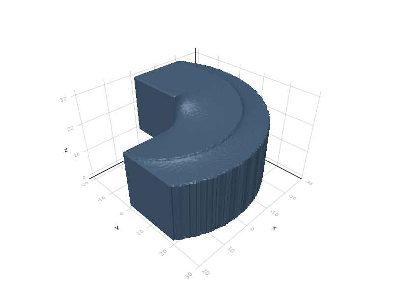 example: a cube swept along a helix
