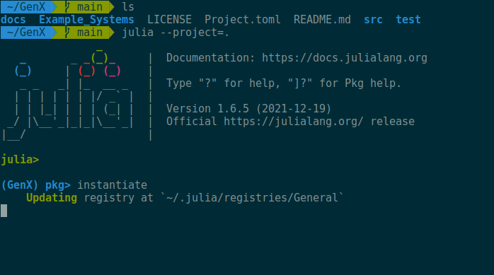 Creating the Julia environment and installing dependencies: Steps 2-7