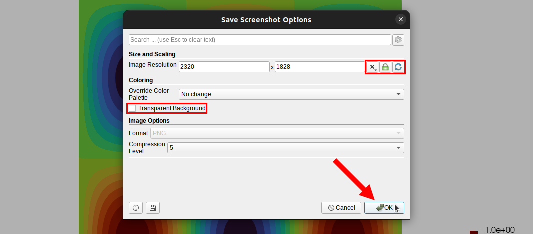 Screenshot Settings Dialog